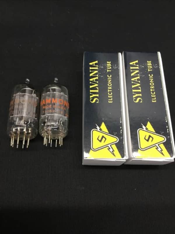 MATCHED PAIR Sylvania HAMMOND 12AU7A ECC82 Vintage Vacuum Tubes TESTED 8.9257 image 1