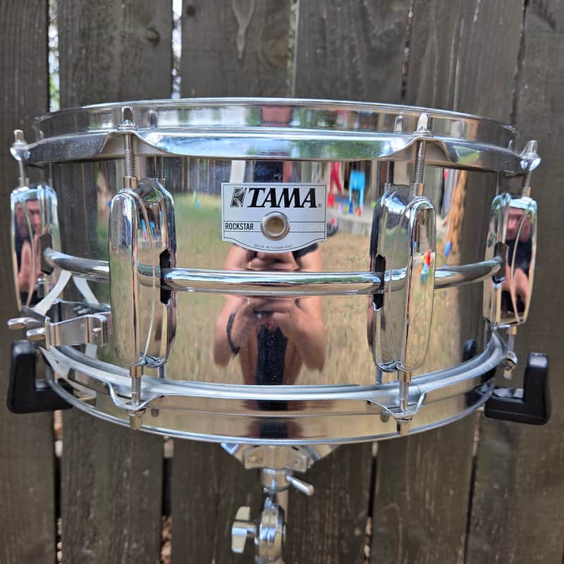 Tama RS-106 Rockstar 6.5x14" Steel Snare Drum with 8 Sure-Tune Lugs, SS Upright Strainer