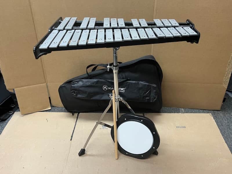 Unbranded Xylophone W/ Stand, Practice Pad, Carry Bag - Black / Grey image 1