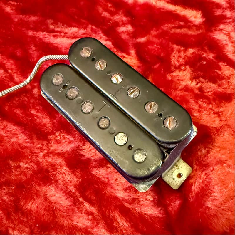 Gibson Patent sticker t-top Humbucker pickup 1967 - Double black bobbin original vintage USA Pat no paf image 1