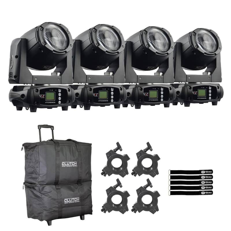 JMAZ Lighting JZ3012 Attco Beam 100 Black DJ Party DMX LED Moving Head Lights 4-Pack image 1