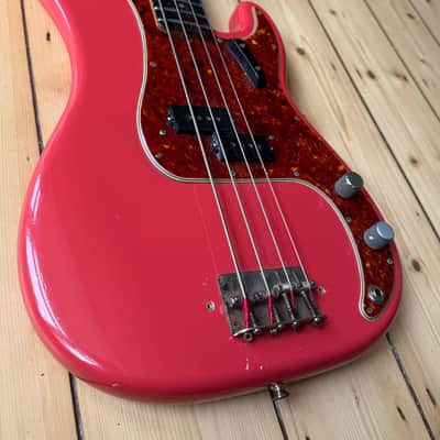 1963 Fender Precision Bass Guitar Fiesta Red image 1