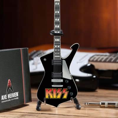 AXE HEAVEN Official KISS Logo Paul Stanley Iceman MINIATURE Guitar Display Gift image 11
