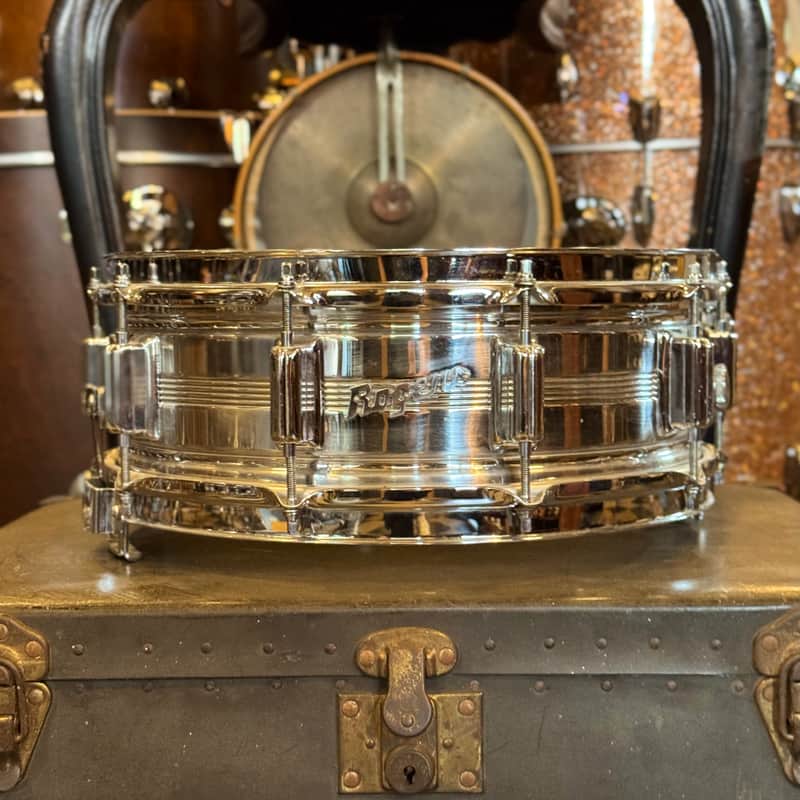 VINTAGE 1960's Rogers 5x14 Chrome over Brass Dynasonic image 1