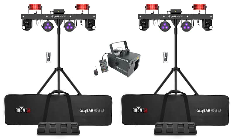 (2) Chauvet DJ GIGBAR MOVE ILS Moving Head/Derby/Wash/Laser/Strobe Lights+Hazer image 1
