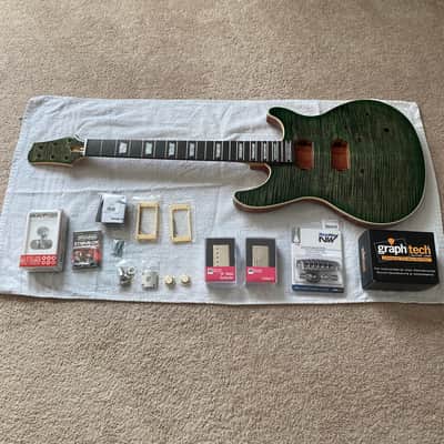 Warmoth VIP - Washed Green Flamed Maple - Birdseye Maple Neck with Ebony Fingerboard image 6