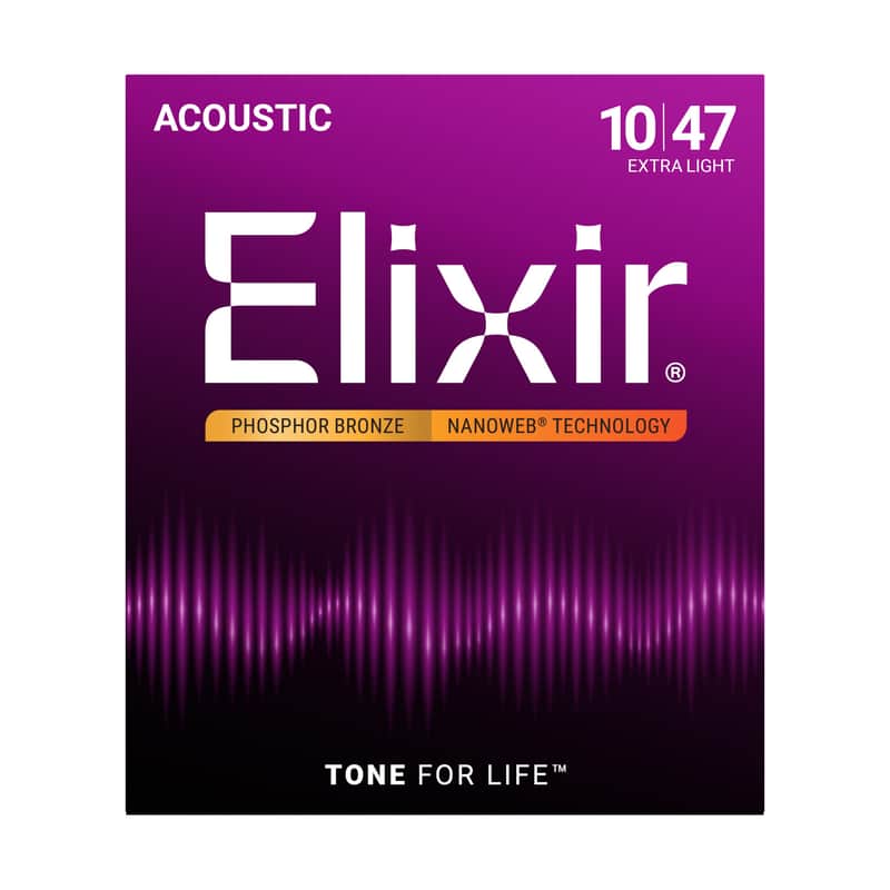 Elixir Nanoweb Phosphor Bronze Extra-Light Acoustic Guitar Strings 10-47 image 1