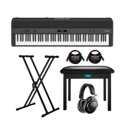 Roland FP-90X 88-Key Digital Piano (Black) w/Headphones, Adjustable Stand Bundle