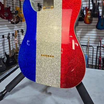 Fender Buck Owens Telecaster Electric Guitar - Red, Silver, and Blue Sparkle w/OHSC & PLEK*D #244 image 6