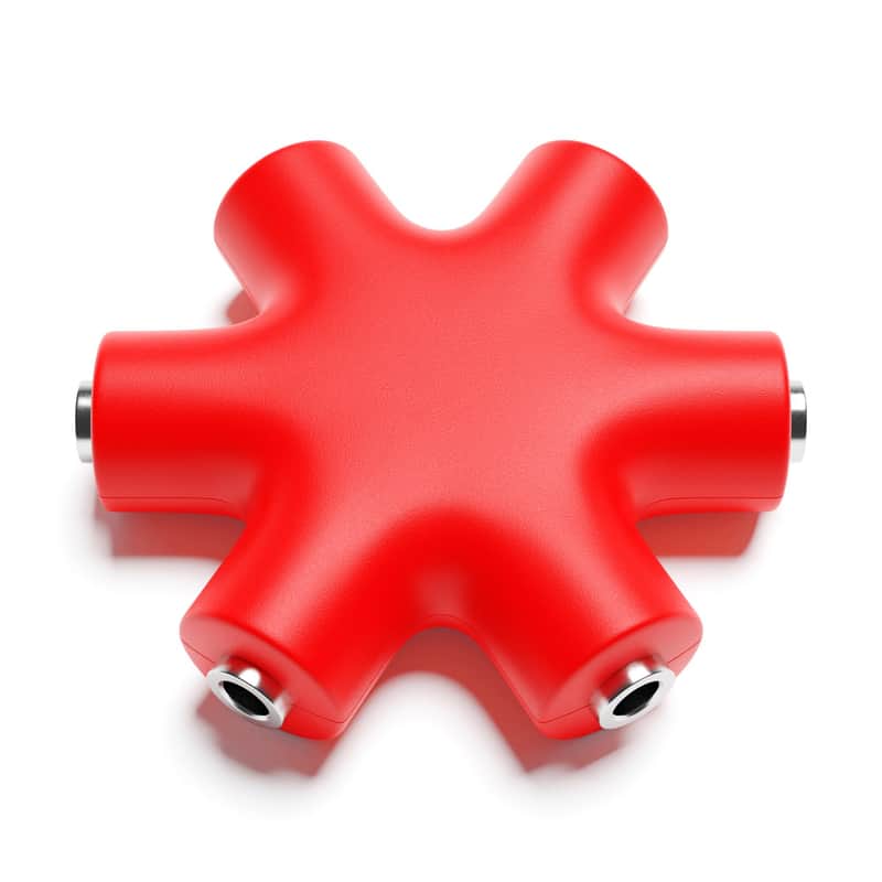 ExcelValley [Red] Mono Patch Cable Splitter Hub 6 Port 5 Way TS 3.5mm 1/8" Modular Synth Eurorack image 1
