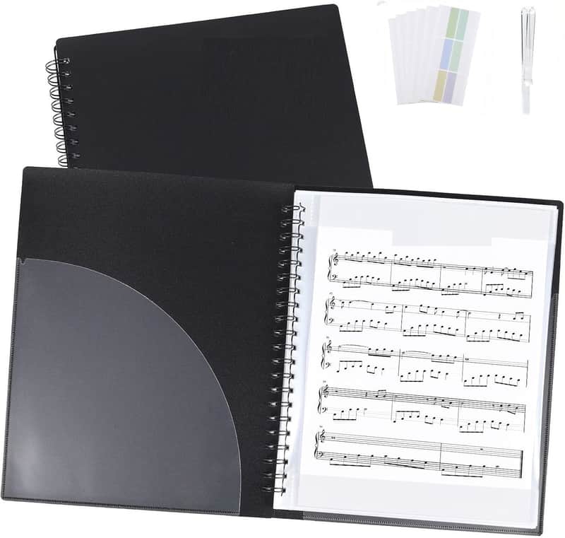 Sheet Music Folders Choir Binder: Piano Music Sheet Holder Storage Fits Letter Size 8.5 x 11 Inch for Choral,Guitar, Orchestra, Band - 40 Plastic Sleeves Display 80 Pages (Spiral) image 1