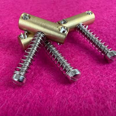 GVT® 1950–1953 Telecaster® Blackguard ®️Saddles – Soft Brass, Short with Slotted Intonation Screws image 2