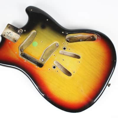 1977 Vintage Fender Mustang Ash BODY Factory Sunburst USA 1970s w/Original Neck Plate image 10