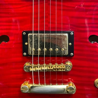 Epiphone Dot Deluxe Flame Top in Transparent Red 2003 w/OHSC image 13