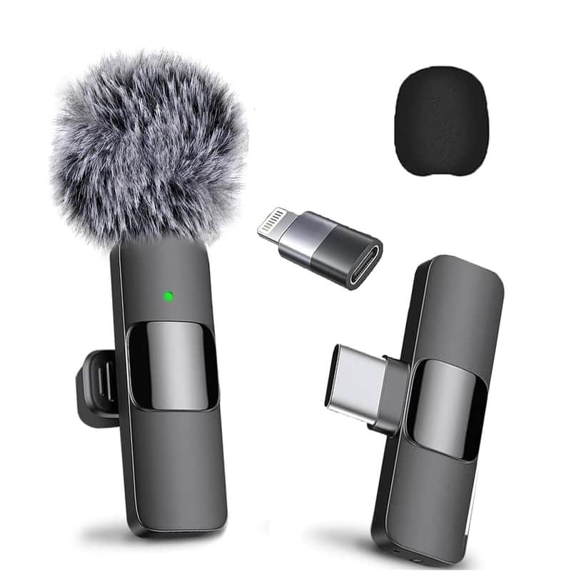Wireless Lavalier Microphone for iPhone Android Recording Interview Podcast Video image 1