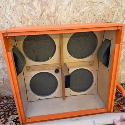 Vintage 1968 1969 Marshall 'Salt and Pepper' Orange 4x12 Amplifier Cabinet EMPTY image 13