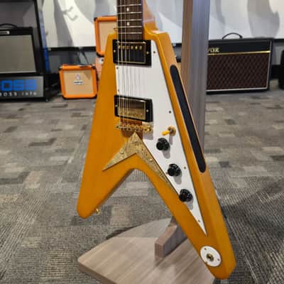 2023 Epiphone 1958 Korina Flying V Electric Guitar - Aged Natural (6 lb 14 oz) image 2