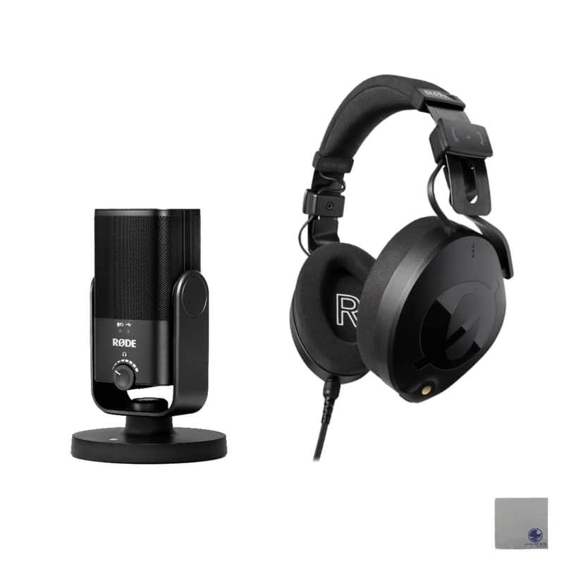 Rode NTH-100 Professional Over-Ear Headphones with Rode NT-USB Mini USB Condenser Microphone and StreamEye Polishing Cloth image 1