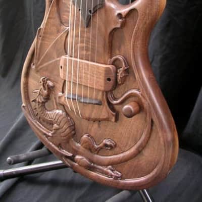 William Jeffrey Jones “The Dragonwing” – 2010 – Sculptured Walnut – One-of-a-Kind Hand Carved Art Guitar image 2