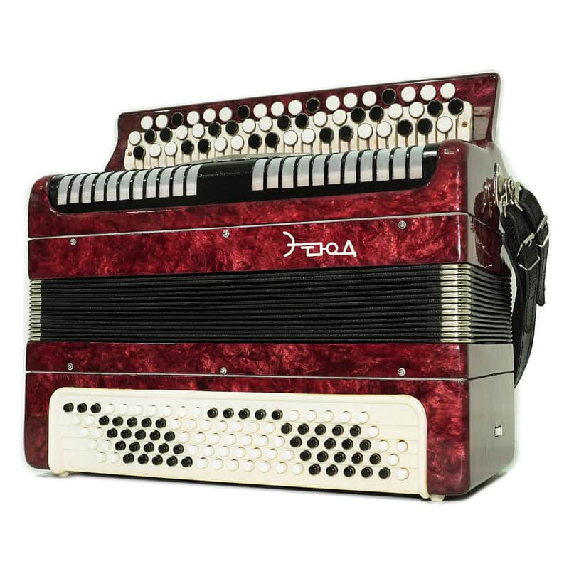 Tulskiy Russian Bayan Etude, 3 Row Chromatic Button Accordion 100 Bass, B System, Straps and Case, Soviet Garmoshka Tula, 2760 image 1