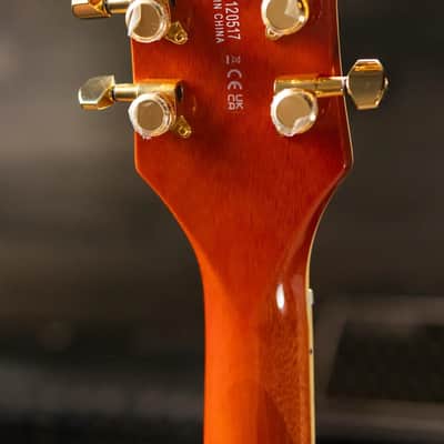 Gretsch Electromatic LTD Flame Okoume Broadkaster Double-Cut with Bigsby Electric Guitar - Roundup Orange image 6
