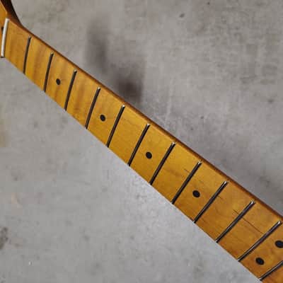 Flame Roasted Maple Strat Neck fits fender Stratocaster body 22 frets Modern image 3