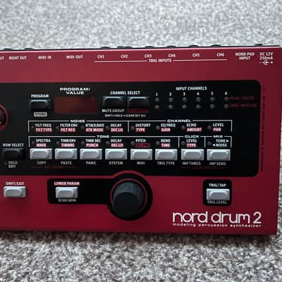 Nord Drum 2 6-Channel Modeling Percussion Synthesizer with Pad Controller 2014 - 2016 - Red with Black Pads image 2