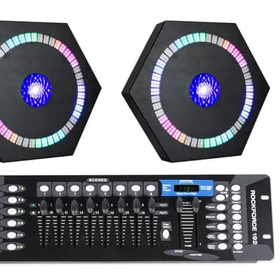 2 Eliminator Lighting Fantasy FX RGBW Effect Lights w/Center Beam+DMX Controller image 1