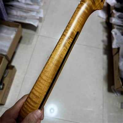 24Frets 7 String Electric Guitar Neck roasted flame maple 25.5inch Parts image 4