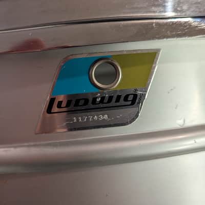Ludwig Acrolite 5x14" 8-Lug Aluminum Snare Drum with Pointed Blue/Olive Badge image 3