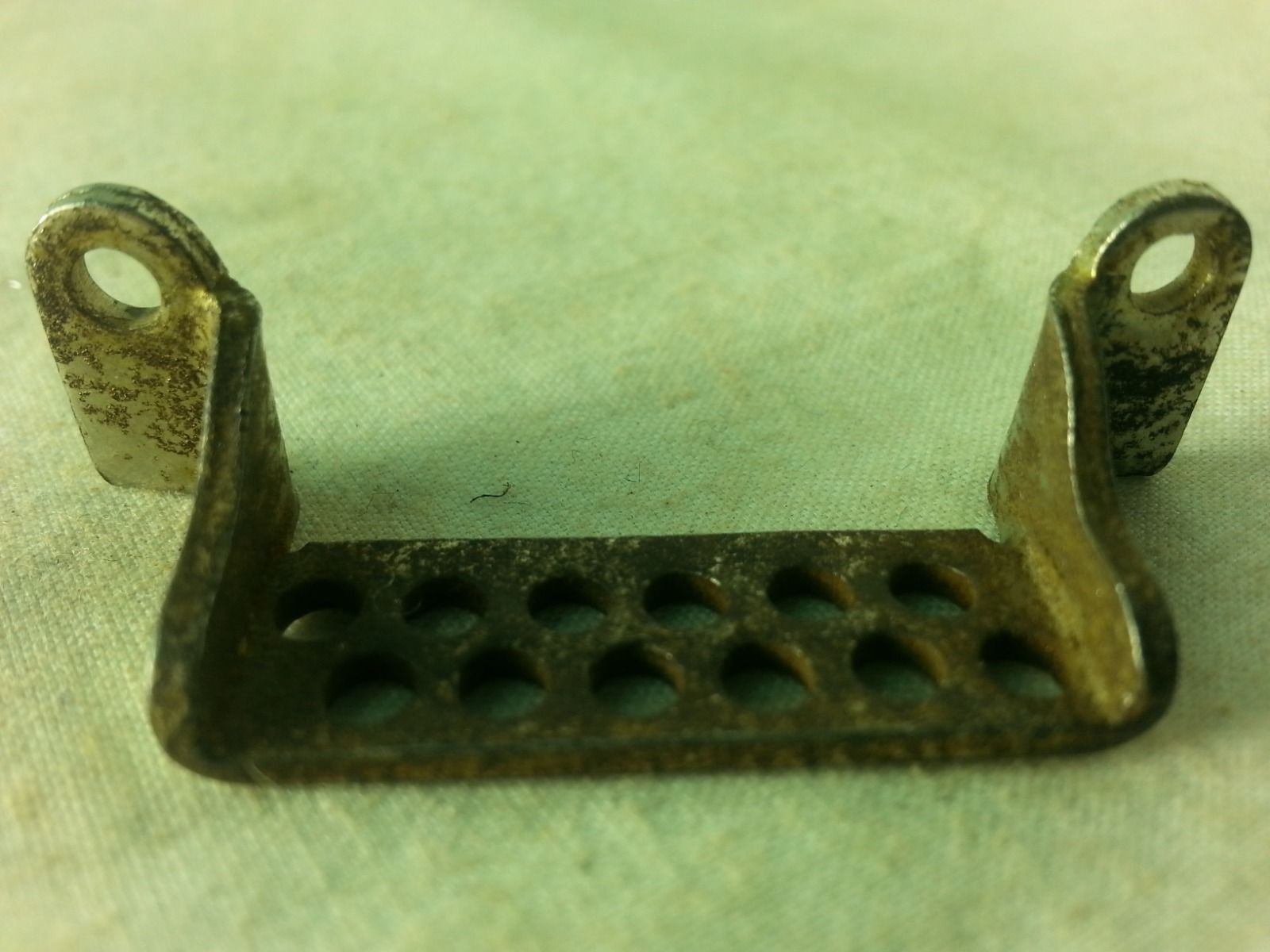 Leedy Snare Drum Butt Plate Nickel 1 7/16"Vintage 10-20s Wilson Bros Wire Holes - Fair / 6.95/24.95 — main photograph