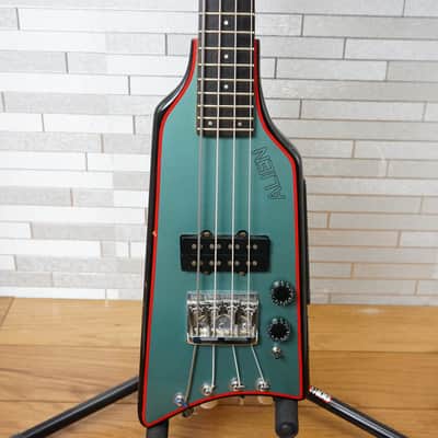 Hondo Alien 80s 4-String Headless Bass - Gun Blue Metallic image 1