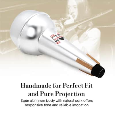 Denis Wick Straight Mute for Bass Trombone or Tenor Horn, 5509 - Hand-Spun Aluminum Mute with Natural Cork, Brilliant Tone, Intonation & Tight-Bell Fit for Practice or Performance image 5