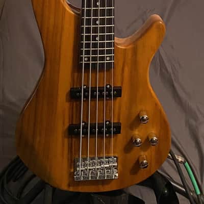 Glarry GIB Electric 5 String Bass Guitar Full Size SS Pick-up Transparent Yellow image 9