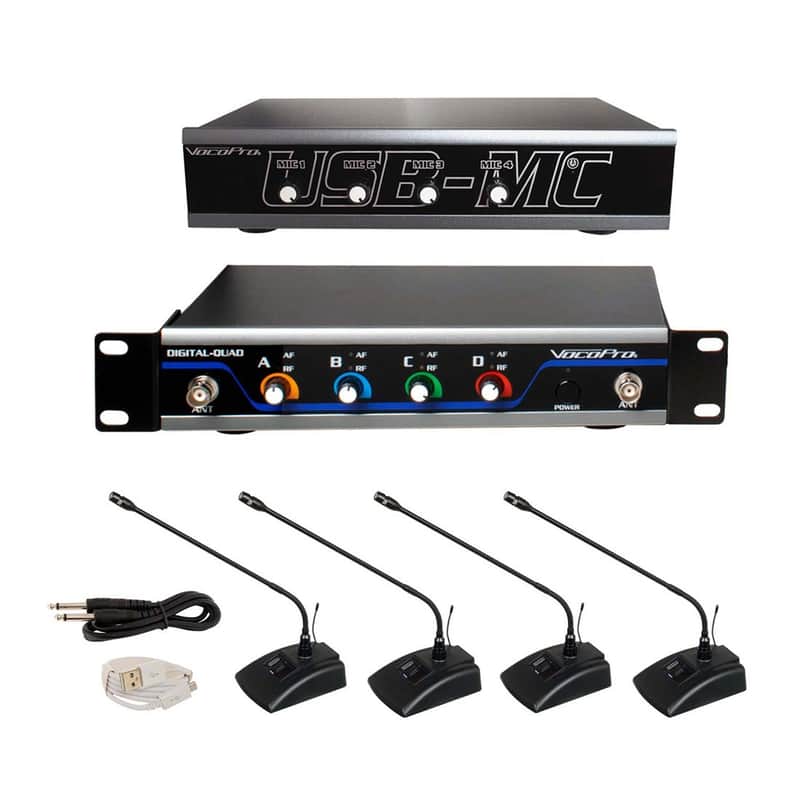 VocoPro 4 Channel Wireless Microphone/USB Interface Package - USBCONFERENCE4 image 1