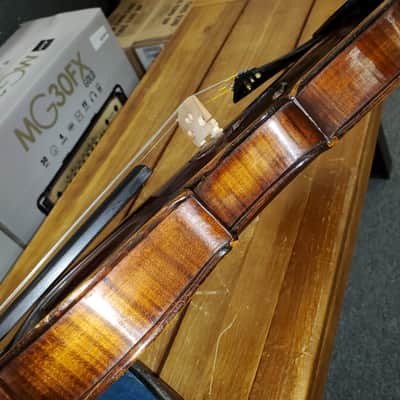 Stainer Antique Violin with coffin case restored with fiddle violin bridge set up 1 bad gear image 5