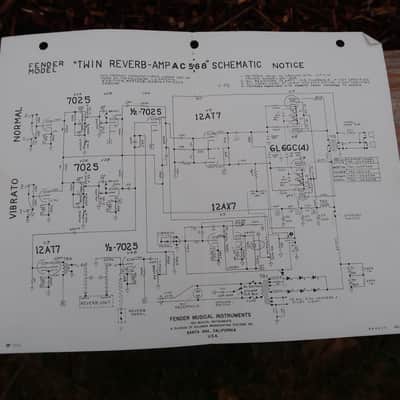 Fender Twin Reverb AC568 1968 Schematic Double Sided Original! image 3