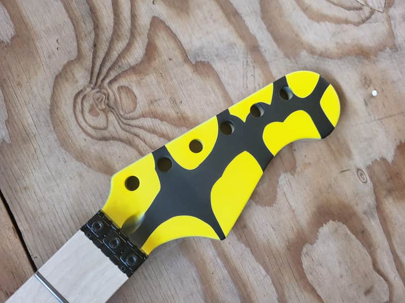 Custom Tiger Stripe Design 22 fret Maple Guitar Neck Replacement, Floyd Rose Nut Stainless Steel frets diy image 1