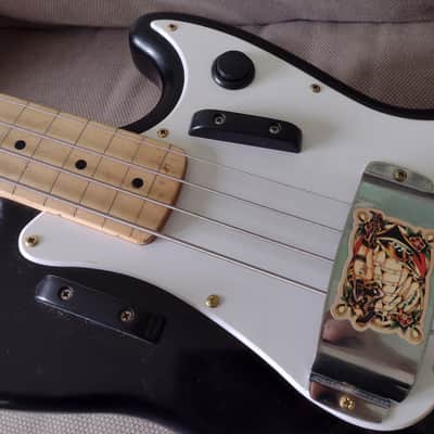Modded Squier Bronco 2021 Black Fretless Vintage Look Killswitch image 7