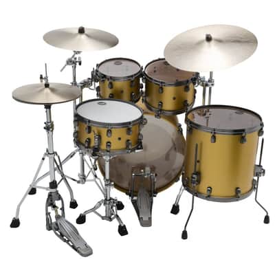 Tama MA42TZUS-SAM Starclassic Maple Lacquer Shell Kit 4 pcs - Satin Aztek Gold Metallic/Smoked Black Nickel HW image 5