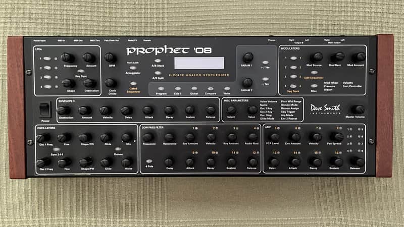 Dave Smith Instruments Prophet 08 PE Desktop 8-Voice Desktop Synthesizer 2012 - 2016 - Black with Wood Sides image 1
