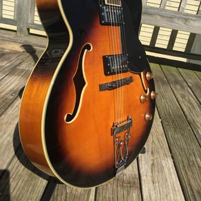 Aria Fa-65 Brown Sunburst hollow body electric guitar | Reverb