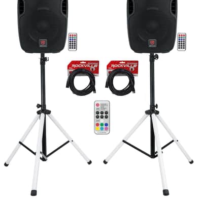 (2) Rockville BPA10 10" Powered 400w DJ PA Speakers wBluetooth+LED Stands+Cables image 15