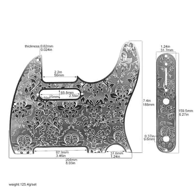 Vintage Steel Engraved Guitar Telecaster Tele Style Pickguard with Control Plate image 2