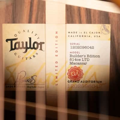 Taylor (1 of 42) Builder's Edition 814ce LTD Grand Auditorium Acoustic/Electric Guitar - Macassar Ebony with Hardshell Case image 20