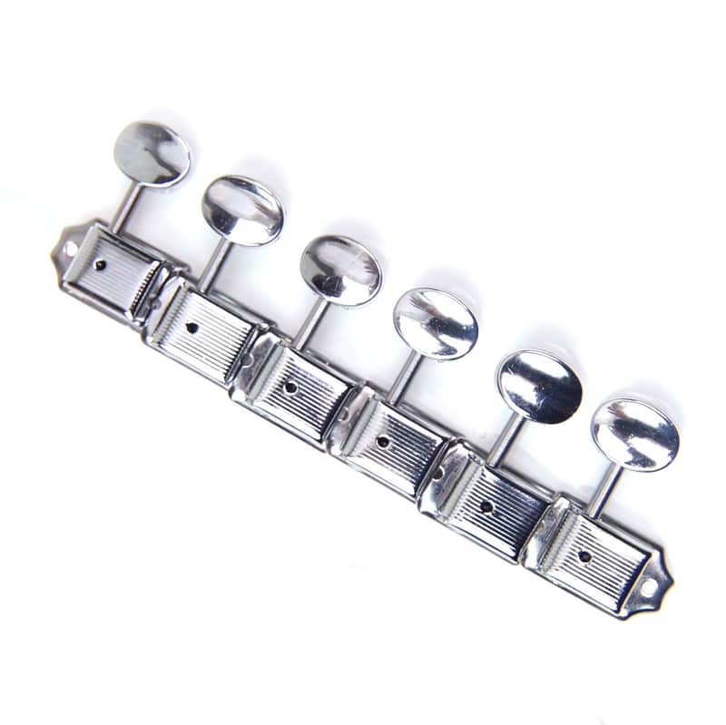 6- in-line Vintage Style Guitar Tuners Tuning keys Head Pegs, Chrome image 1