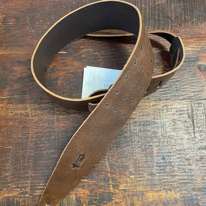 Levy's MV317ONX-BRN - 2.5" Veg Tan Leather Guitar Strap w/Metal Studs - Brown image 1