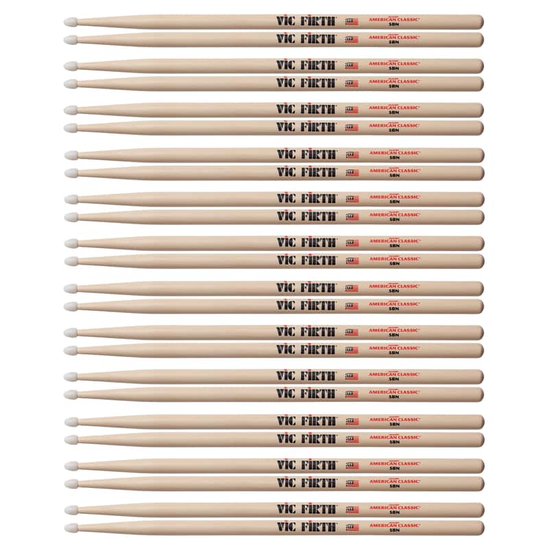 Vic Firth American Classic 5B Nylon Tip Drum Sticks (12 Pair Bundle)