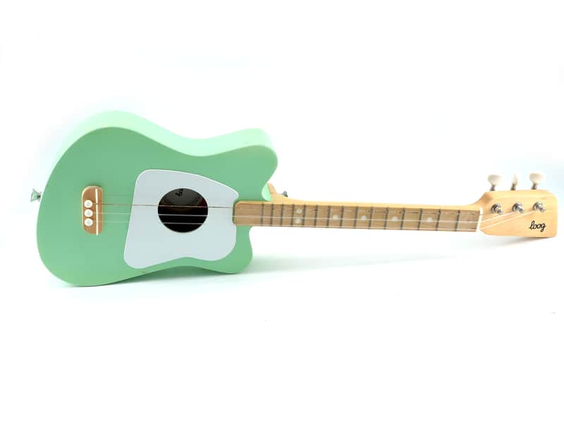 Loog Mini Acoustic 3-String Kids Beginner Guitar Mint Surf Green Educational image 1