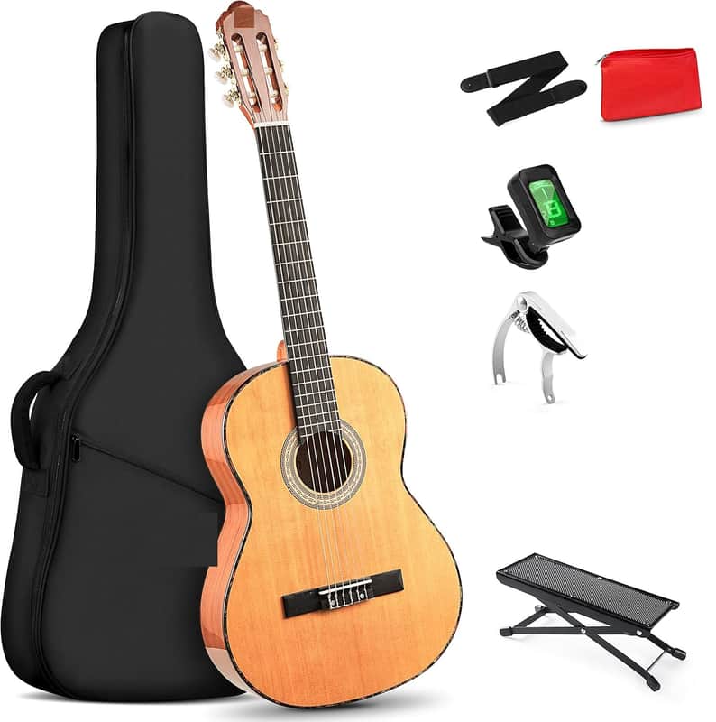 Classical Guitar Full Size 4/4 Spanish Style Classical Guitarra, 39 Inch Nylon Strings Guitar Ideal for Beginner Adults, Solid Cedar Top image 1